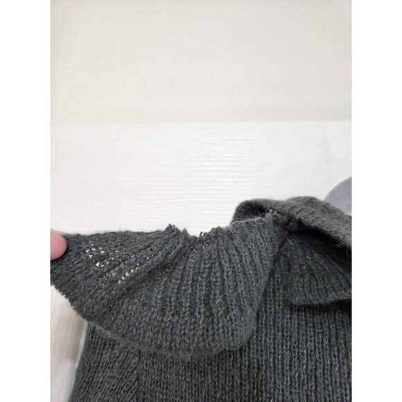 Soft Surroundings Alpaca Wool Blend Ruffle Collar Gray Cardigan, Women's Medium - Picture 15 of 15